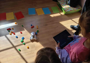Dzieci uczestnicza w zajęciach rozwijających kompetencje cyfrowe oraz logiczne myślenie.